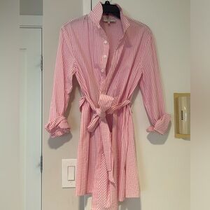 L’Acadamie pink seersucker shirt dress